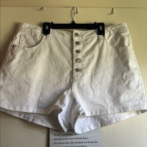 Time and Tru High Waist White Button Shorts